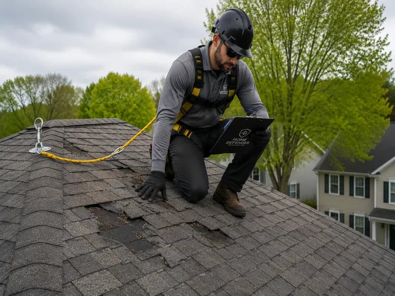 Post-storm roof inspection on a Madison home