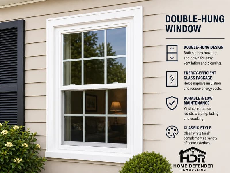 Double-hung replacement window installed on a Madison home